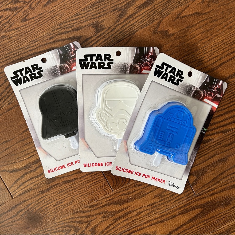 Star Wars Disney Set of 3 Silicone Ice Pop Makers Darth Vader R2D2 Stormtrooper